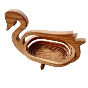 Wooden Swan Wood Accordian Swancore Basket